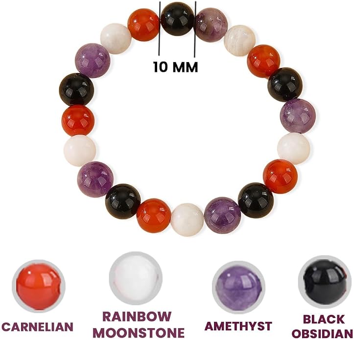 Crystal Vibe - Healing Crystal Bracelet for Women & Men | Natural Gemstone Bead Bracelet | Adjustable Handmade Energy Stone Bracelet | Bracelet for Meditation, Yoga & Daily Wear | Multiple Types
