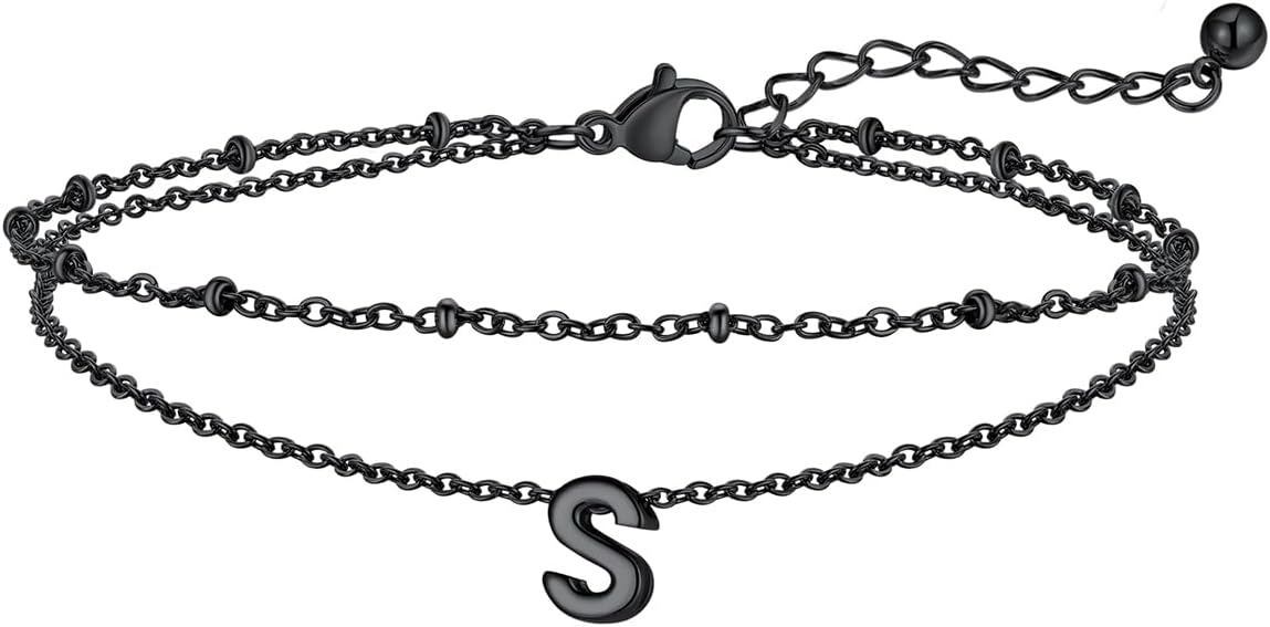 FaithHeart Initial Ankle Bracelets for Women, Waterproof 14k Gold Plated Initial Anklets Non Tarnish Stainless Steel Cute Layered Anklet Summer Beach Jewelry