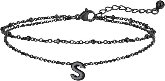 FaithHeart Initial Ankle Bracelets for Women, Waterproof 14k Gold Plated Initial Anklets Non Tarnish Stainless Steel Cute Layered Anklet Summer Beach Jewelry