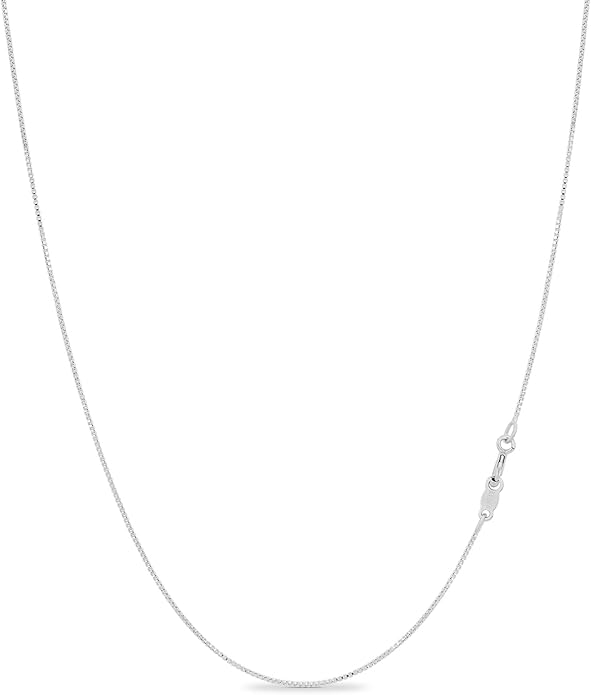 KEZEF 925 Sterling Silver Box Chain Necklace for Women & Men, 0.7mm Thin Chain Necklace, Available in Sterling Silver, Gold Plated & Rose Gold Plated Finishes, Made in Italy