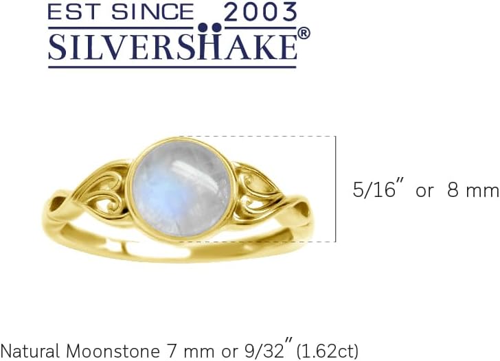 Silvershake 7MM Genuine Round Shape Gemstones White Gold Plated or Yellow Gold Plated 925 Sterling Silver Victorian Style Solitaire Ring Jewelry for Women