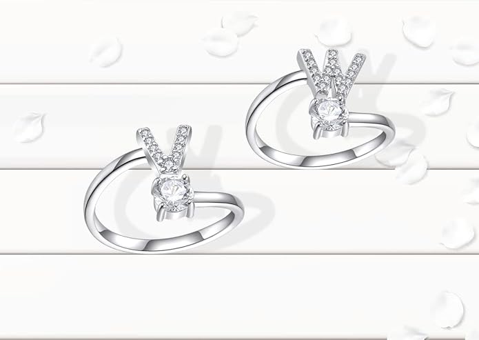 STARCHENIE Adjustable Initial Ring for Women 925 Sterling Silver Letters A-Z 26 Alphabet Rings Size 7