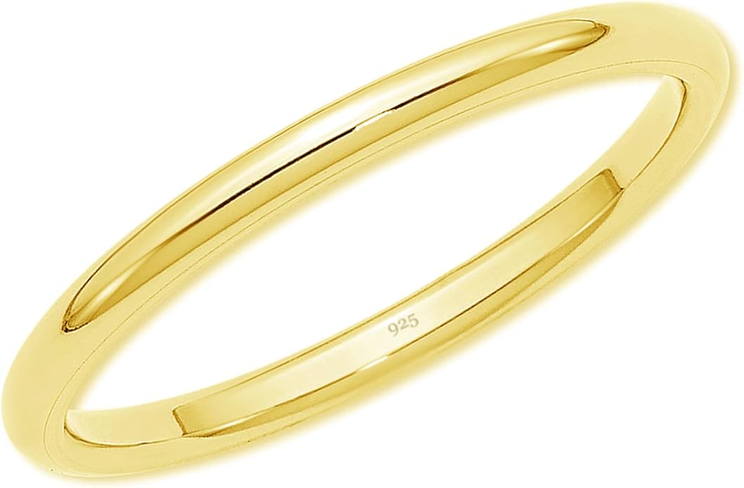 Precious Pieces 925 Sterling Silver or 14K Gold-Plated Baby Ring, Twisted or Plain 2mm Band for Babies, Toddlers, Kids or Women