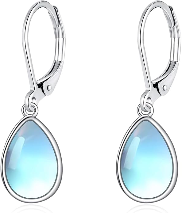 Larimar/Star/Dragonfly/Sunflower/Moonstone/Black Onyx Earrings for Women Leverback Dangle Earrings Hypoallergenic Jewelry for Women