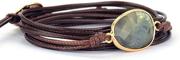 Women Wrap Bracelet Boho Natural Jasper Crystal Stone Beads Strand Bracelets