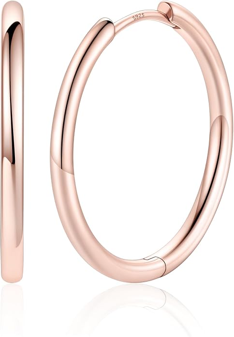 Silvora 14K Gold Plated Huggie Hoop Earrings for Women, Small Sterling Silver Hoops, Hypoallergenic Cartilage Earrings for Sensitive Ears 8/10/12/14/16/18/20MM