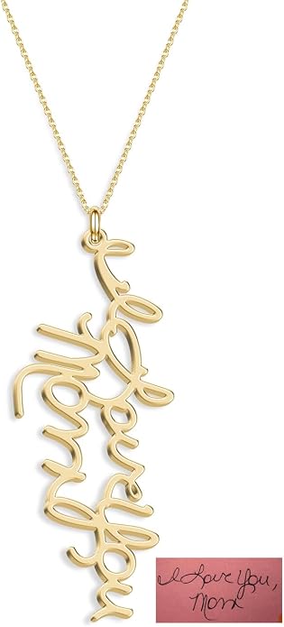 Personalized Actual Handwriting Necklace - Memorial Keepsake Jewelry, Custom Name or Signature, 925 Sterling Silver/ Stainless Steel, Gift for Mom, Wife, Daughter on Mother's Day, Anniversary, Birthday