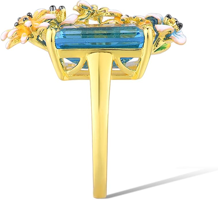 Santuzza 925 Sterling Silver Enamel Flower Ring for Women