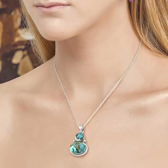 Handmade Genuine 925 Sterling Silver Pendant Necklace Natural Gemstone Crystal, Lapis, Onyx, Amber Oval Round Boho Jewelry For Women
