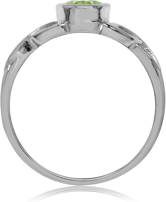 Silvershake 7x5MM Oval Shape Birthstone Gemstone White Gold Plated or 18K Yellow Gold Plated 925 Sterling Silver Triquetra Trinity Celtic Knot Solitaire Ring Jewelry for Women