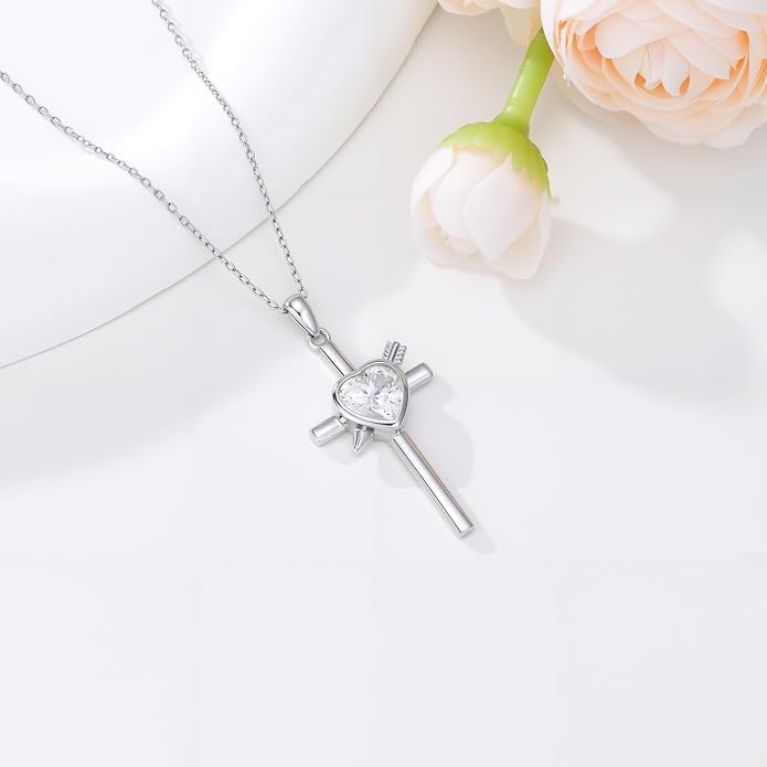 Cross Necklace for Women 925 Sterling Silver Crucifix Pendant Christian Cross Jewelry for Women Men