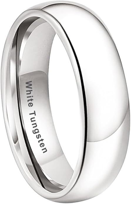 TUTISS 2mm 3mm 4mm 5mm 6mm 7mm 8mm 10mm White Tungsten Rings for Men Women Engagement Wedding Bands Domed Polished Shiny Comfort Fit