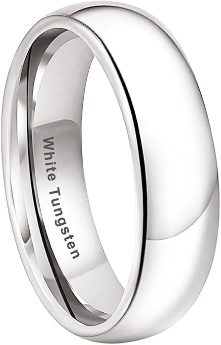 TUTISS 2mm 3mm 4mm 5mm 6mm 7mm 8mm 10mm White Tungsten Rings for Men Women Engagement Wedding Bands Domed Polished Shiny Comfort Fit