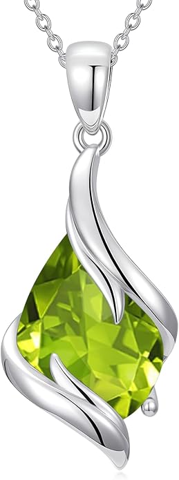 HPQQ Birthstone Necklace for Women 925 Sterling Silver Teardrop Pendant Fine Jewelry Birthday Mothers Day Gifts for Women Mom Her