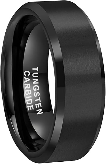 TUTISS 6mm 8mm Tungsten Rings for Men Women Fashion Engagement Wedding Bands Matte Finish Beveled Edges Comfort Fit