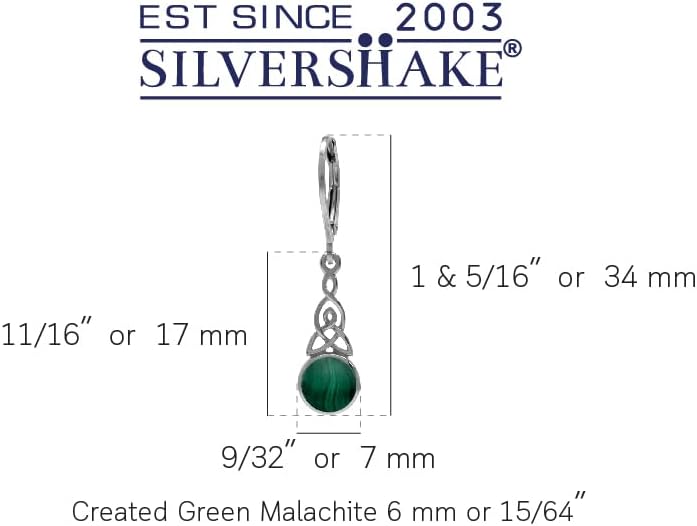 Silvershake 6MM Round Shape Inlay White Gold Plated or Yellow Gold Plated 925 Sterling Silver Triquetra Celtic Knot Dangle Leverback or Hook Earrings Jewelry for Women