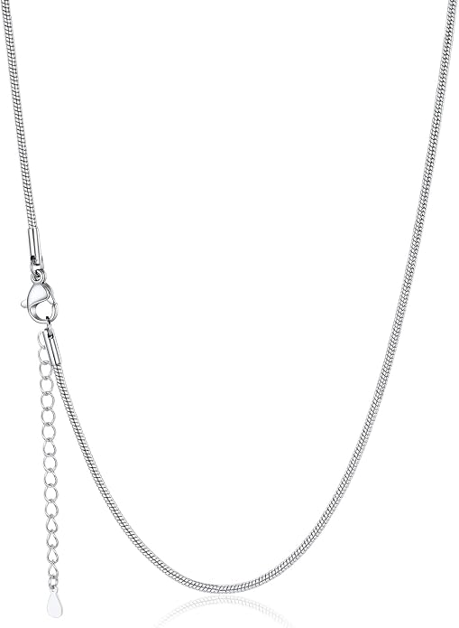 U7 Snake Necklace for Women 14K Gold Plated/Silver/Rose Gold/Black Chain Necklace Hypoallergenic, Stainless Steel Tiny Snake Chain Necklace 1/1.2/1.5/2MM, 14-30" Adjustable Minimalist Gift