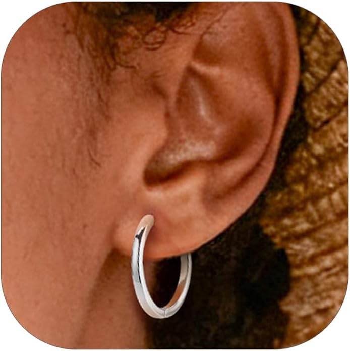 PROSTEEL Hoop Earrings for Women, Huggie Hoop with 925 Sterling Silver Post, 8/10/12/14/16/18/20mm Small Huggie Hoops, 14K Gold Plated/Silver/Black/Rose Gold Hypoallergenic Earrings Jewelry