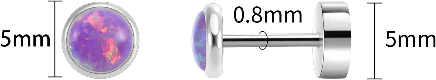 Titanium Earrings for Women Stud Earrings Cubic Zirconia Dainty Screw Flat Back Hypoallergenic Earrings for Women for Multiple Cartilage Helix Conch Tragus Piercing Jewelry for Sensitive Ears
