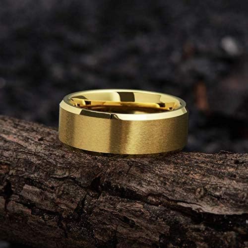 King Will Tungsten Carbide Wedding Band for Men Women-4/6/8mm Width 14K Gold Plated Tungsten Wedding Ring Matte Brushed & High Polished Style Comfort Fit Wedding Band Size 6-14