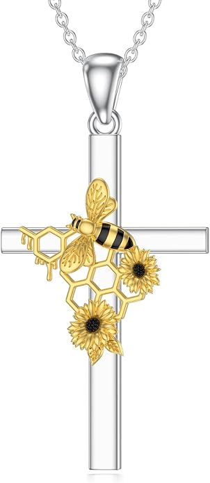 Cross Necklace for Women 925 Sterling Silver I Love You Necklace Religious Jewelry with Gift Box for Mother Daughter