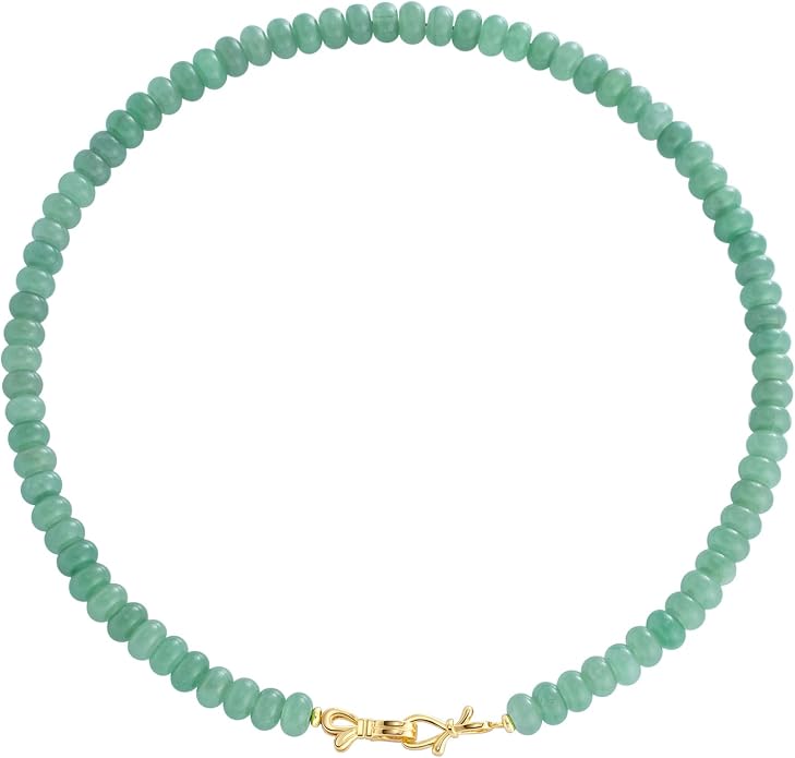 NLIEO Rainbow Colorful Gemstone Beaded Choker Necklace for Women 14K Gold Bow Birthstone Beads Chokers 18inches