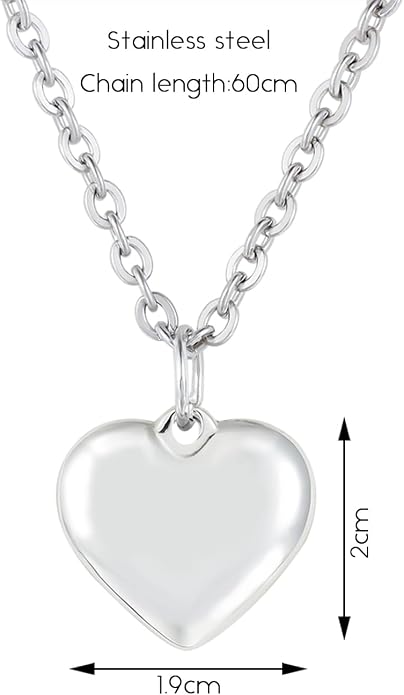 Milakoo Stainless Steel Pendant Necklace for Women Heart Charms Link Chains 23" Length Lobster Clasp