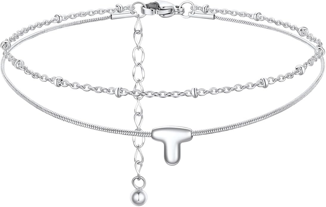 ChainsProMax Initial Ankle Bracelets for Women, Waterproof Anklets Bracelet Adjustable Summer Beach Women Foot Jewelry, Stainless Steel/Gold Plated-Send Gift Box/Letter A-Z