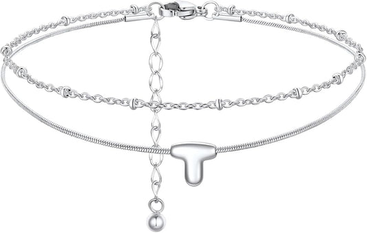 ChainsProMax Initial Ankle Bracelets for Women, Waterproof Anklets Bracelet Adjustable Summer Beach Women Foot Jewelry, Stainless Steel/Gold Plated-Send Gift Box/Letter A-Z