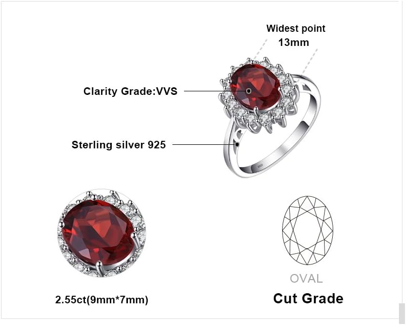 JewelryPalace Princess Diana Kate Middleton Class Gemstone Birthstone Sapphire Halo Engagement Rings for Women, Anniversary 14K White Yellow Rose Gold Plated 925 Sterling Silver Promise Rings for Her