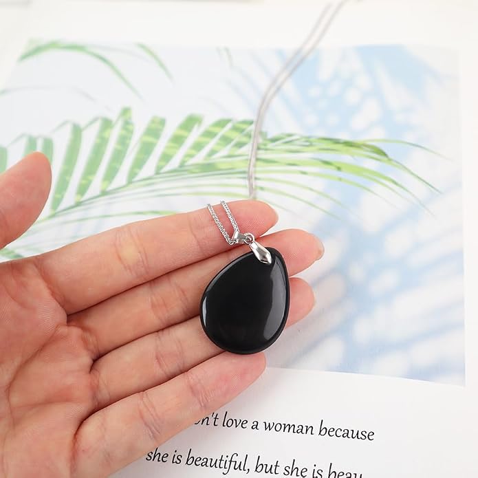 iSTONE 925 Sterling Silver Natural Crytral for Womens Pendant Necklace, Gemstone Birthstone with 17.8" Silver Chain Ladies