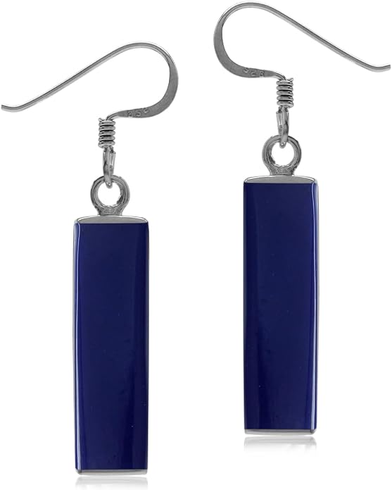 Silvershake Mondern Long Bar linear 925 Sterling Silver Dangle Hook Earrings