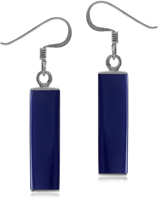 Silvershake Mondern Long Bar linear 925 Sterling Silver Dangle Hook Earrings