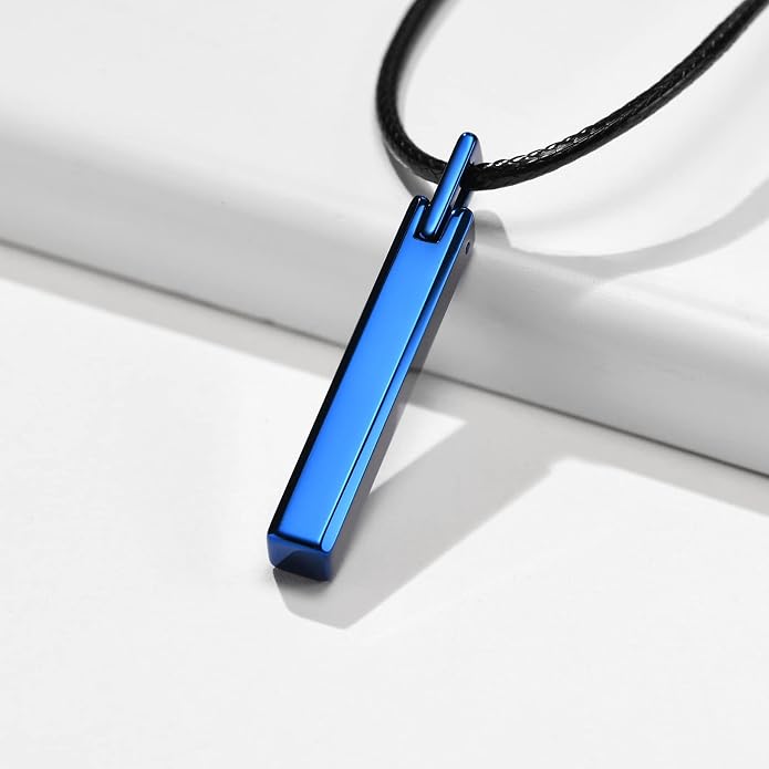 VNOX Personalized Bar Necklace Vertical - Customized Necklace Stainless 3D Pendant Custom Name Engravable Necklace Gift for Women Men