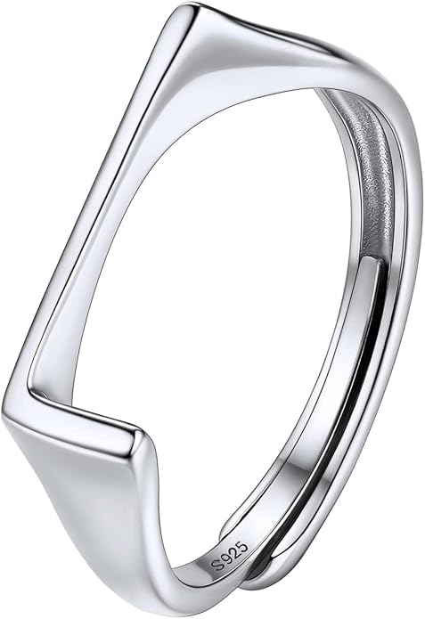 SILVERCUTE 925 Sterling Silver Initial Rings for Women,Adjustable Capital Letter Ring Hypoallergenic,Minimalist 925 Silver Rings for Mother Daughter