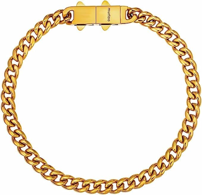 murtoo Mens Cuban Link Chain Bracelet, 6/8/12MM Stainless Steel Bracelets for Men Silver Black Gold, Hip Hop Link Bracelet with Detachable Clasp Gift for Men Him