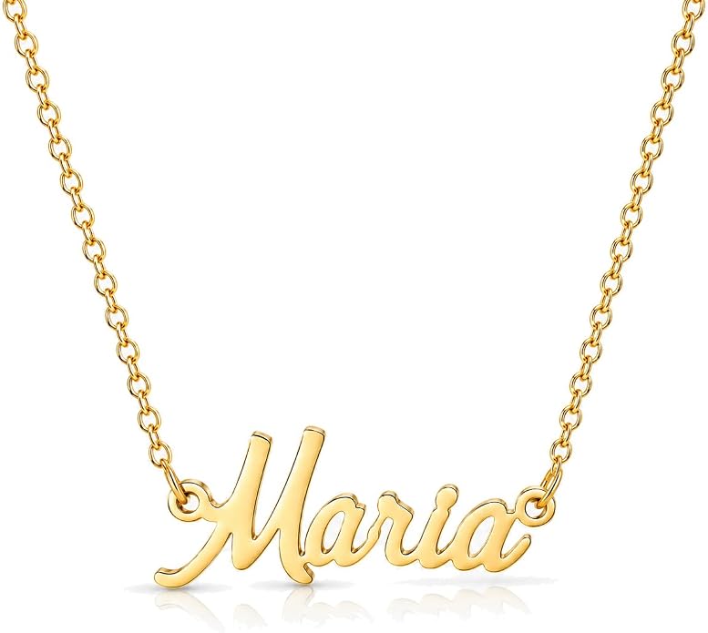 MOMOL 18K Gold Plated Stainless Steel Name Necklace Personalized Custom Name Necklace Customized Nameplate Necklace for women