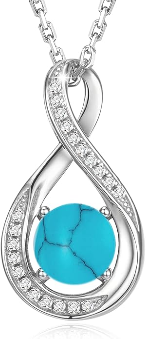 925 Sterling Silver Birthstone Necklace for Women Infinity Necklaces Birthday Anniversary Fine Jewelry Gifts for Mother Women, Adjustable Chain