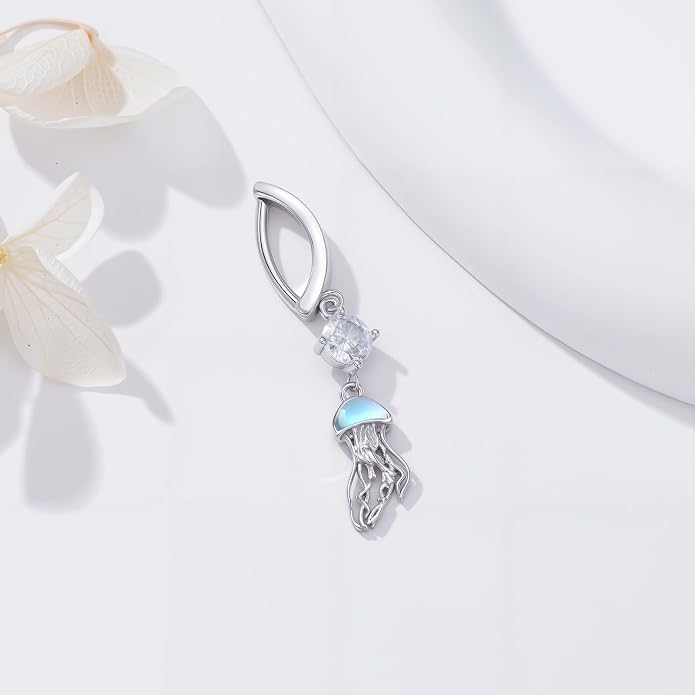 Butterfly Cross Shark Belly Button Ring 925 Sterling Silver Clicker Belly Rings Dangle Navel Ring Hypoallergenic Navel Piercing Belly Piercing Jewelry Gifts for Women