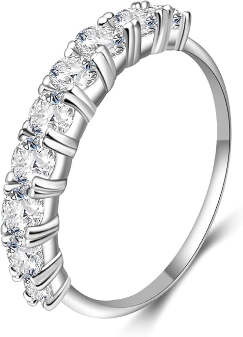 Helonley S925 Sterling Silver Birthstone Stackable Rings for Women Mother with Cubic zirconium Mom Ring Mother's Day Jewelry Gifts for Wife