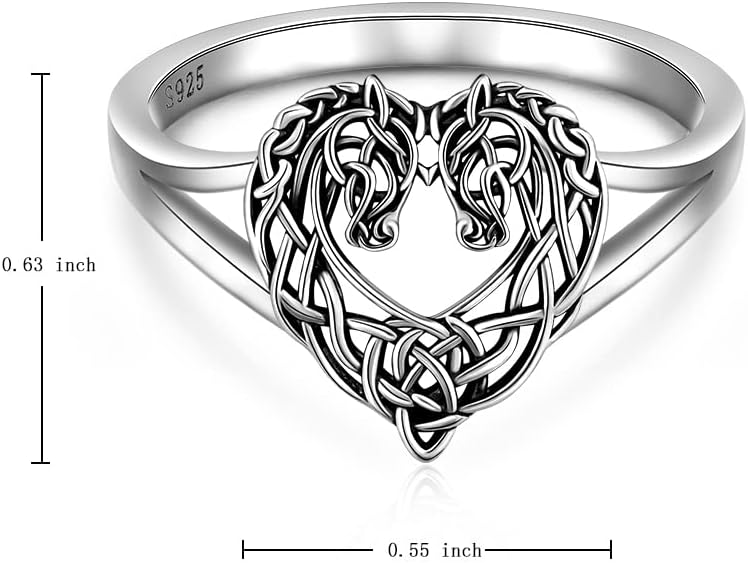 Horse Ring Sterling Silver Celtic Horse Rings for Women Couples Celtic Knot Equestrian Horses Jewelry Horsey Gifts