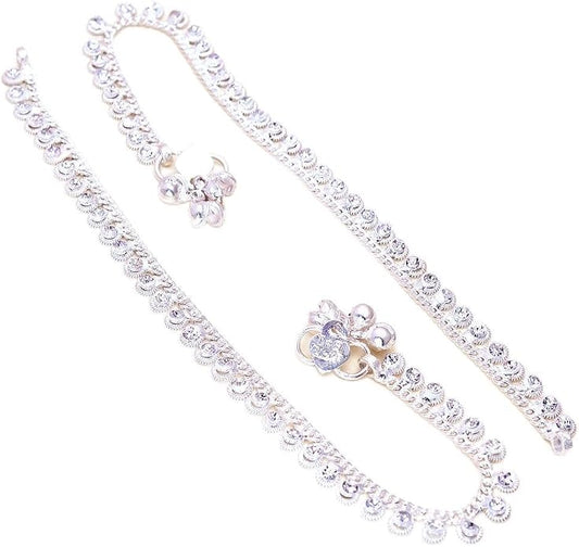 Jewar Anklet Payal Indian Traditional CZ Ad Plain Simple Handmade Natural Gold Plated Jewelry