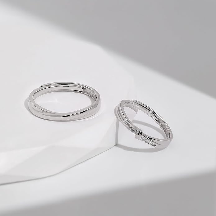 Meissa 925 Sterling Silver Celtic Knot Ring for Couples 2 Pcs Couple Rings Handmade Matching Promise Rings Rings Size Adjustable Bridal Jewelry