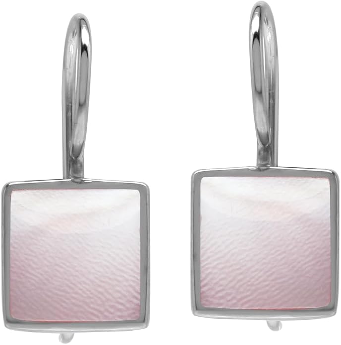 Silvershake 9MM Square Shape Stone Inlay White Gold Plated or 18K Gold Plated 925 Sterling Silver Basic Hook Closure Earrings Jewelry for Women