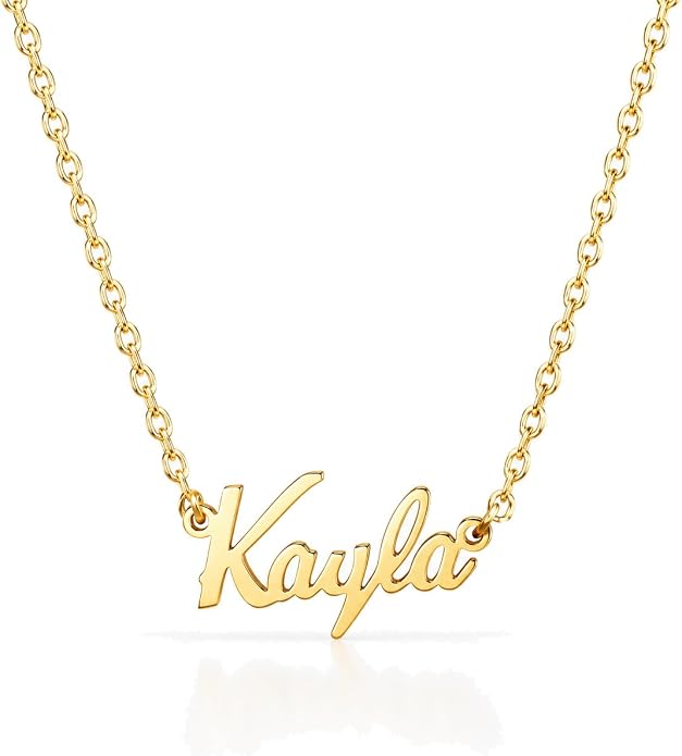 MOMOL 18K Gold Plated Stainless Steel Name Necklace Personalized Custom Name Necklace Customized Nameplate Necklace for women