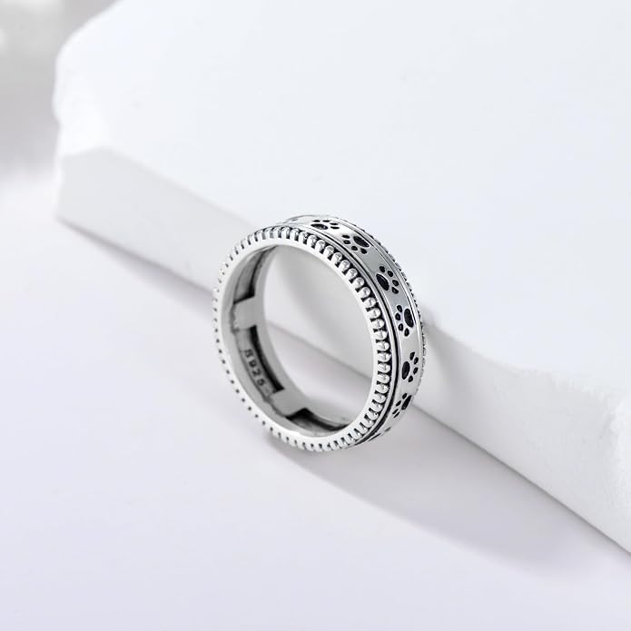 PARAFO Anxiety Fidget Rings Men Women 925 Sterling Silver Fidget Rings Relieve Stress Gift Jewelry Gifts for Men Women