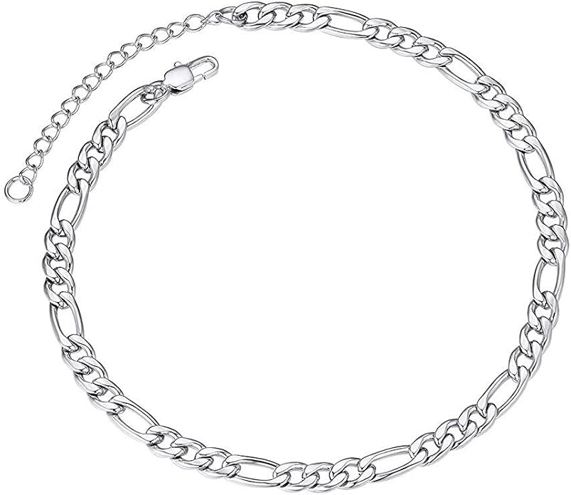 ChainsPro Resizable Anklet Chain for Women Men, Figaro/Wheat/Twist Rope/Cuban Foot Bracelet-Strong with Good Clasp-18K Gold Plated(Send Gift Box)