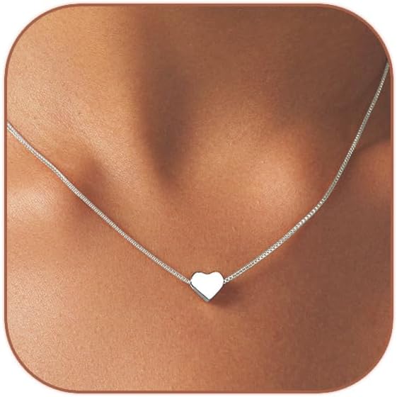 HERIER Cute Heart Necklace Dainty 18k Gold Plated Tiny Heart Pendant Choker Necklaces Small Gold Love Open Heart Chain Necklace for Women Simple Gold Necklace for Women Trendy Jewelry