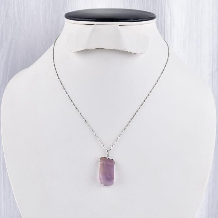 Natural Gemstone Pendant Necklace for Women Handmade Birthstone Healing Crystal Jewelry Chain 20" Stone Birthday Christmas Wedding Gifts for Her