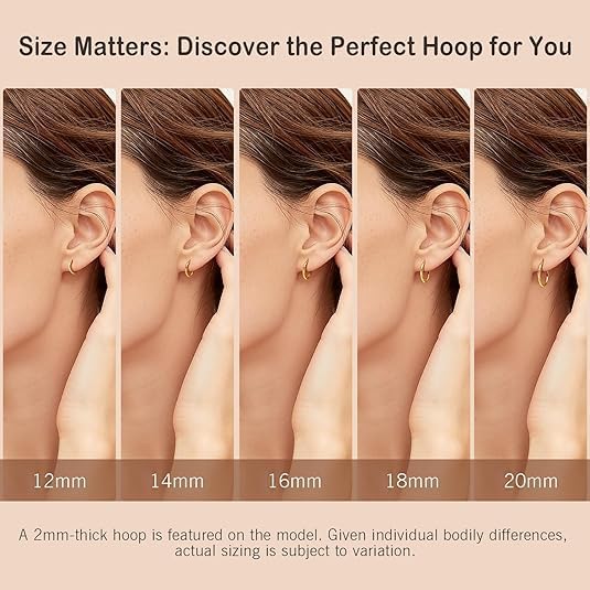 14K Gold Hoop Earrings, Gold Earrings for Women Hypoallergenic Lightweight Small Hoop Earring for Womens
